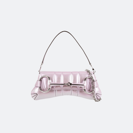 Gucci Horsebit 1955 Small Padded Shoulder Bag – Metallic Pink Leather