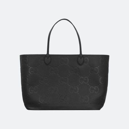 Gucci GG Jumbo Large Embossed Leather Tote Bag in Black