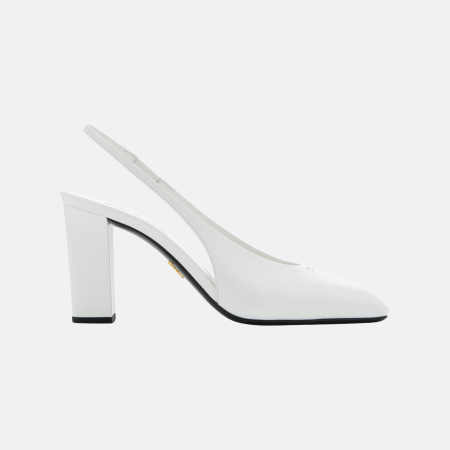 Prada 85 mm Leather Slingback Pumps - White