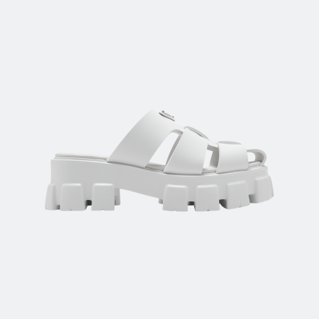 Prada Platform Rubber Slide Sandals – White
