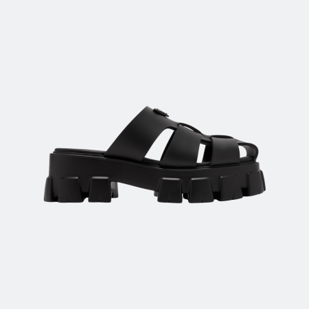 Prada Platform Rubber Slide Sandals – Black