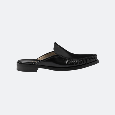 Prada Brushed Leather Women's Closed Slippers - Black