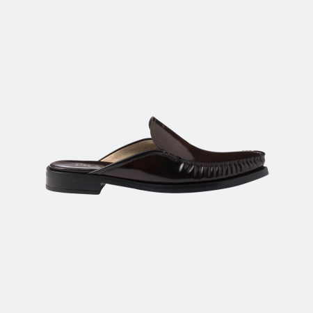 Prada Brushed Leather Women's Closed Slippers - Brown