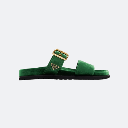 Prada Velvet Slide Sandals – Laurel Green