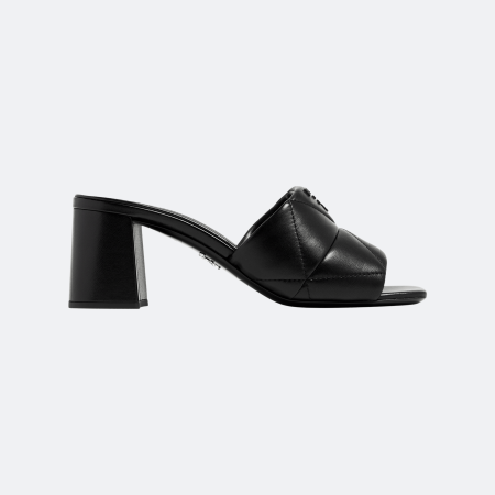 Prada Quilted Nappa Leather Mules - Black