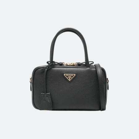 Prada Leather Top-Handle Mini Bag - Black