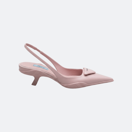 Prada Vela Pointed Toe Slingback Pumps - Pink