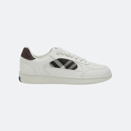 Burberry Check Panel Leather Sneakers - White