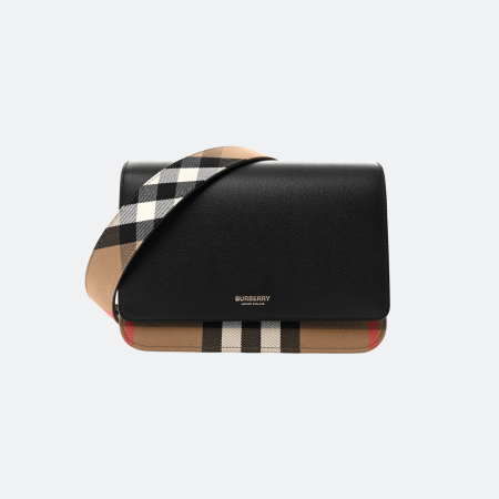 Burberry House Check Mackford Crossbody Bag Black