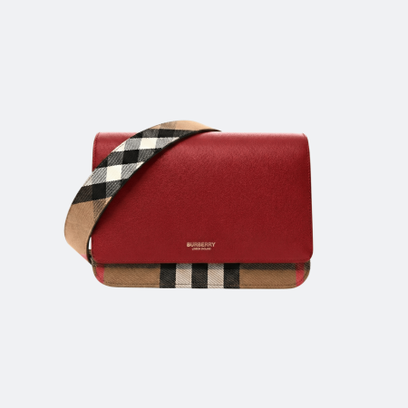 Burberry House Check Mackford Crossbody Bag - Burgundy