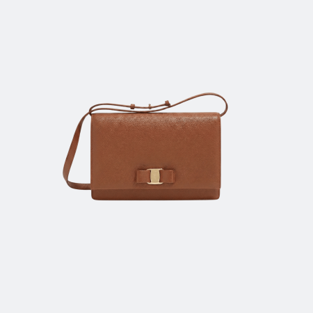 Ferragamo Vara Bow Medium Shoulder Bag - Camel