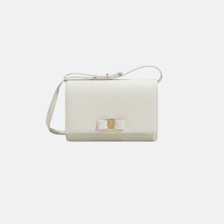 Ferragamo Vara Bow Medium Shoulder Bag - White