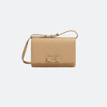 Ferragamo Vara Bow Medium Shoulder Bag - Beige