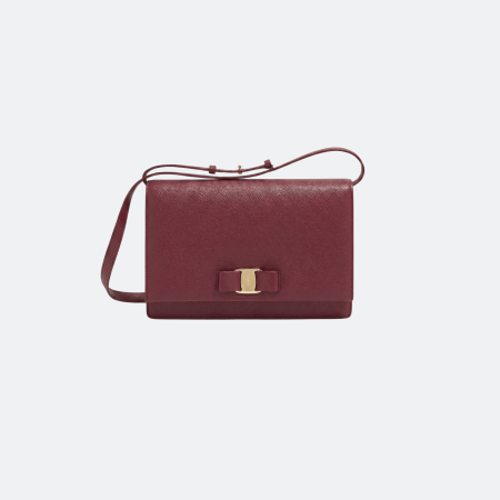 Ferragamo Vara Bow Medium Shoulder Bag - Burgundy
