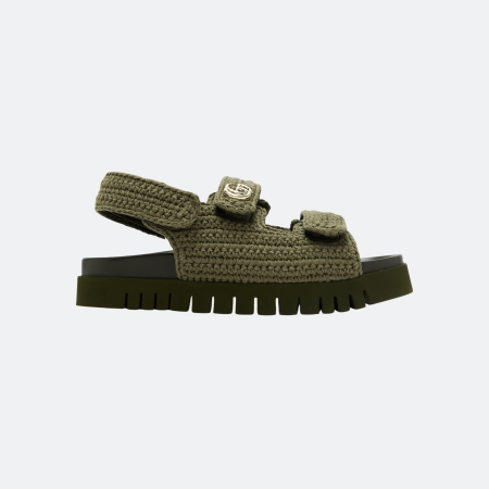 Gucci Marmont GG Logo Embellished Crochet Sandals - Green