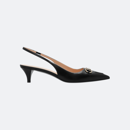 Gucci Horsebit Leather Slingback Pump - Black