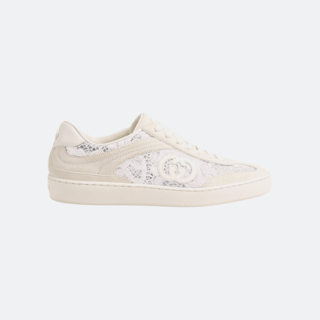 Gucci G75 Suede Low Top Sneakers - White