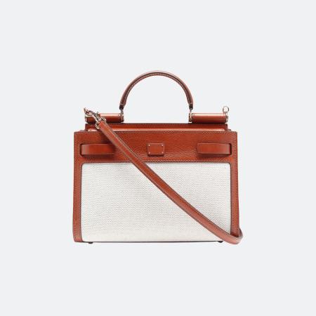 Dolce & Gabbana Sicily 62 Small Tote/Shoulder Bag - Brown & Cream