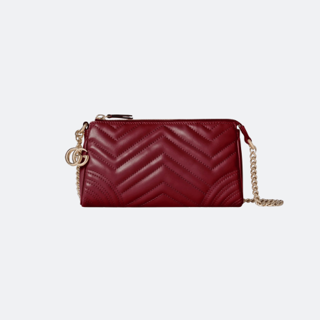 Gucci GG Marmont Matelassé Leather Chain Wallet - Burgundy