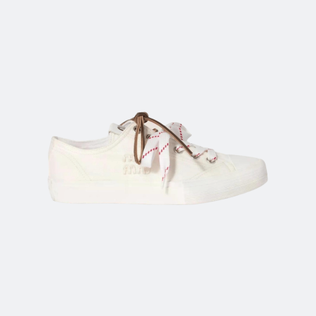 Miu Miu Canvas Low-Top Sneakers with Oversized Laces - White