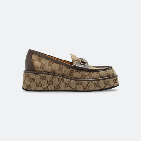 Gucci Horsebit GG Canvas Loafers - Beige