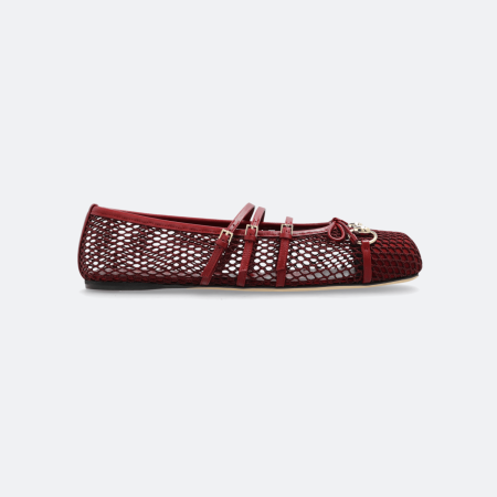 Gucci Horsebit Mesh Ballet Flat Shoes - Burgundy