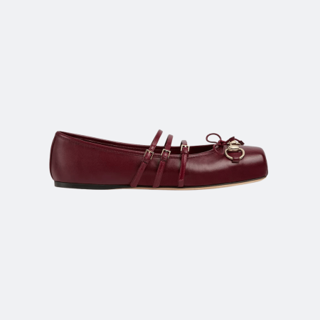 Gucci Horsebit Leather Ballet Flat Shoes - Burgundy