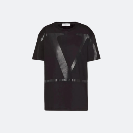 Valentino VLogo Print Cotton T-Shirt – Black