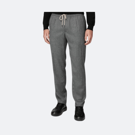 Boggi Milano Wool Drawstring Trousers – Grey