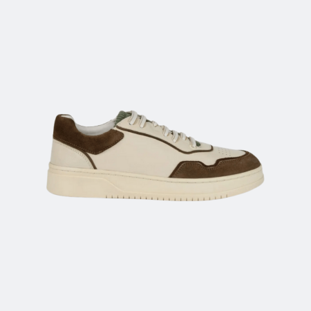 Boggi Milano Panelled Leather Sneakers – Cream & Brown