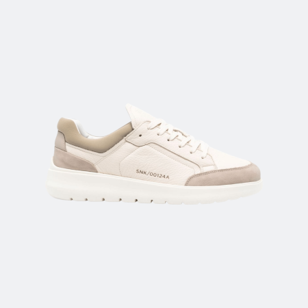 Boggi Milano Tumbled Leather Sneakers  – White & Beige