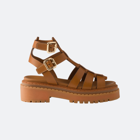 Prada – Prada Leather Buckle-Strap Sandals – Brown
