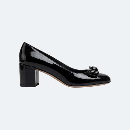 Salvatore Ferragamo Patent Leather Akata 55 Pumps – Black