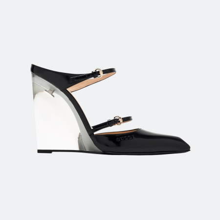 Gucci Christy 110 Wedge Pumps – Black