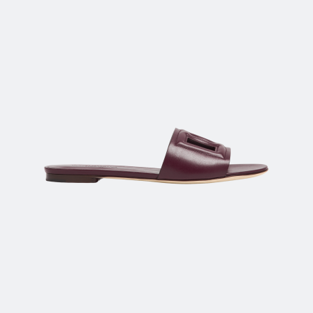 Dolce & Gabbana Bianca Leather Slide Sandals – Burgundy