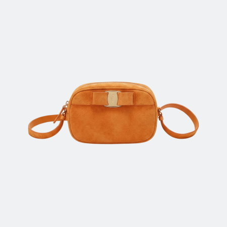 Ferragamo Vara Bow Suede Camera Bag – Orange