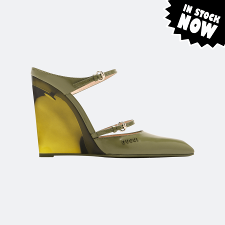 Gucci Christy 110 Wedge Pumps – Olive Green