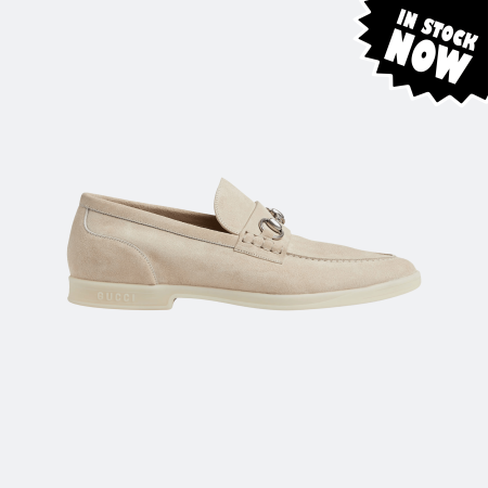 Gucci Horsebit Suede Loafer - Cream