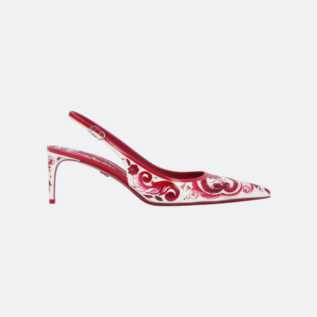 Dolce & Gabbana Majolica-Print Slingback Pumps - Red