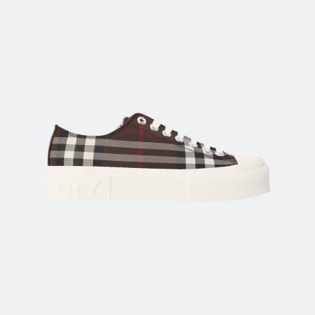 Burberry Jack Check Design Sneakers for Men - Mahogany Brown