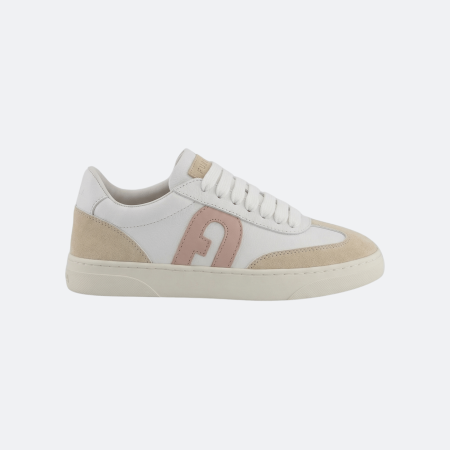 Furla DS Step Sneakers for Women - White&Beige/Pink Logo