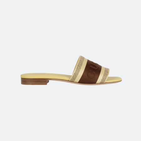 Gucci GG Canvas Flat Slide Sandals – Brown/Beige