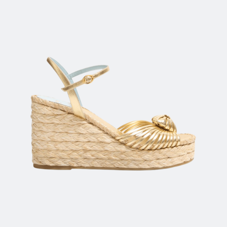 Valentino Garavani Coeur Royal Wedge In Metallic Nappa Leather 100mm – Gold