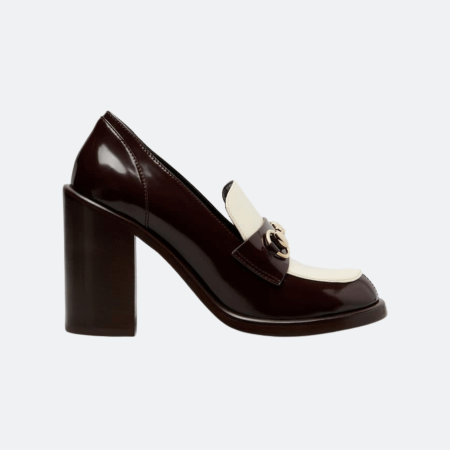 Gucci Horsebit Patent Leather Loafer - Brown And Ivory