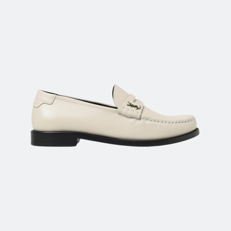 Saint Laurent Le Loafer Patent Leather Penny Loafer - Ivory White