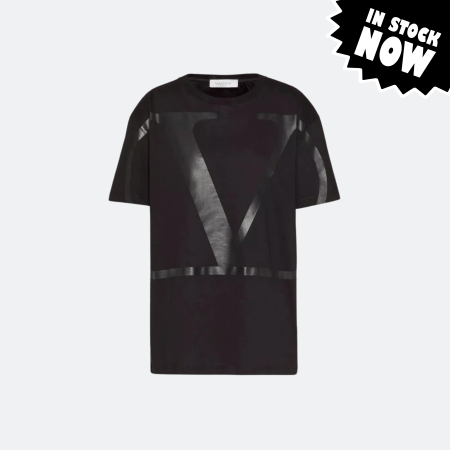 Valentino VLogo Print Cotton T-Shirt – Black