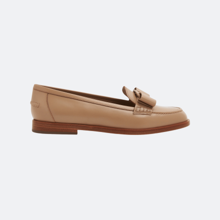 Ferragamo Vara Bow Leather Loafer for Women - Beige