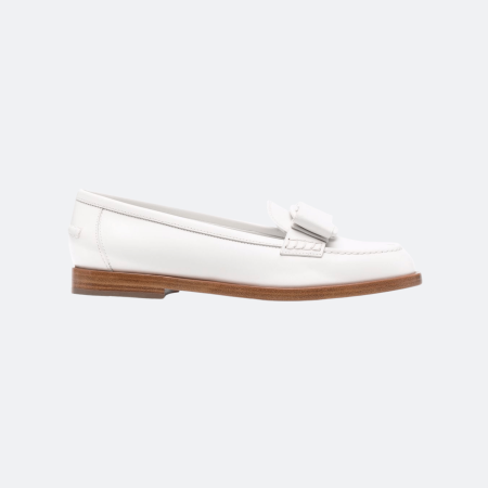Ferragamo Vara Bow Leather Loafer for Women - White