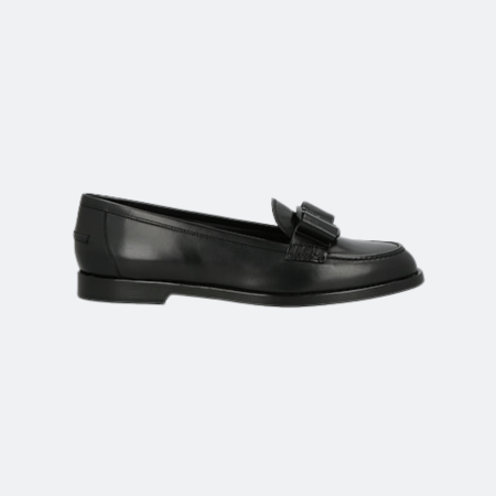 Ferragamo Vivaldo Bow Leather Loafer for Women - Black