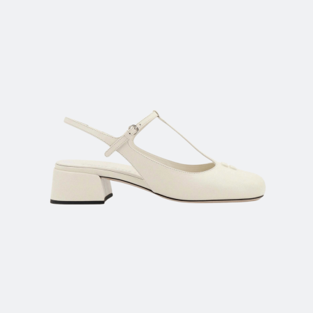Miu Miu T-Strap Slingback Pumps - Ivory